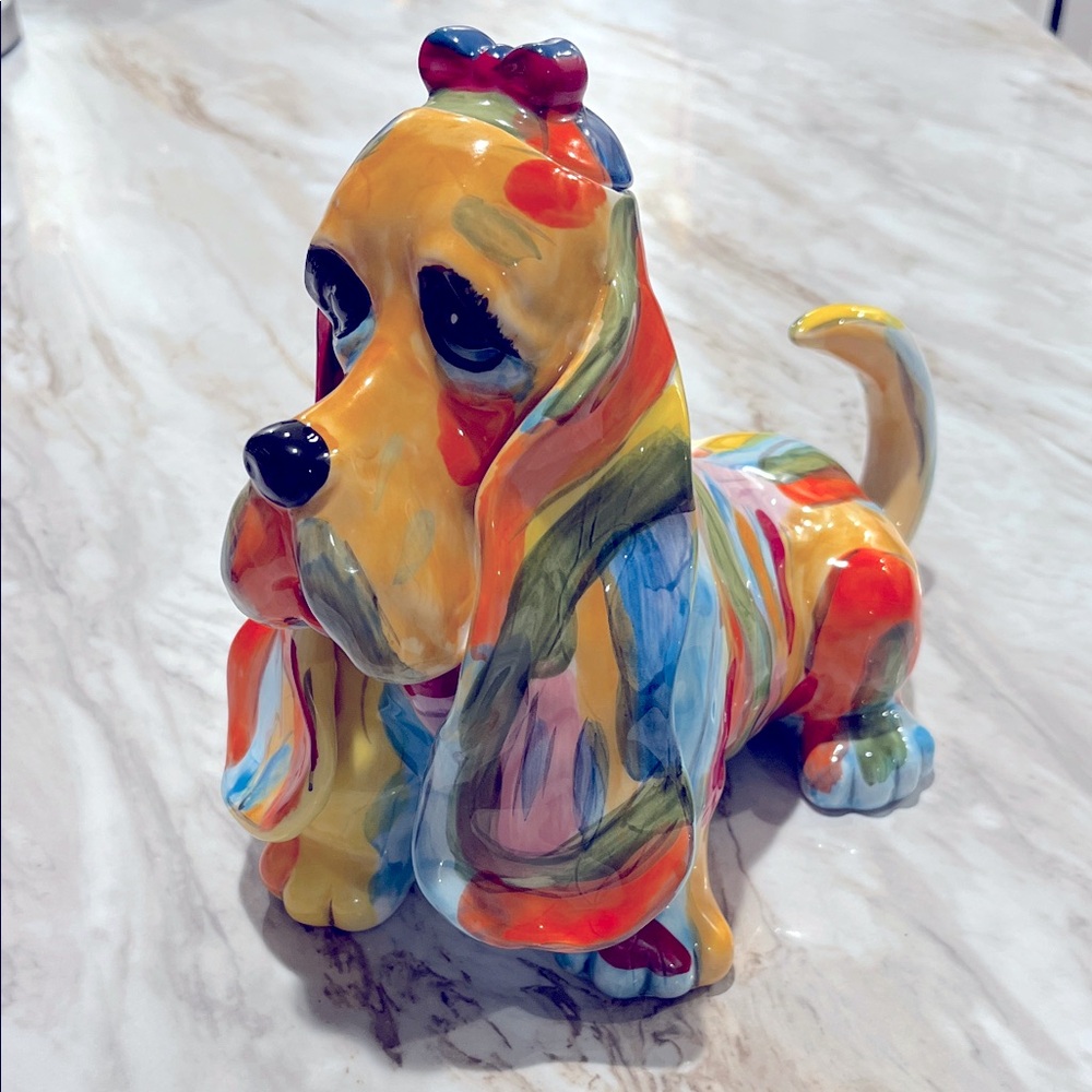 Blue Sky Clay Works Cocker Spaniel Ceramic Dog Tea Pot Discontinued 2013 Signed